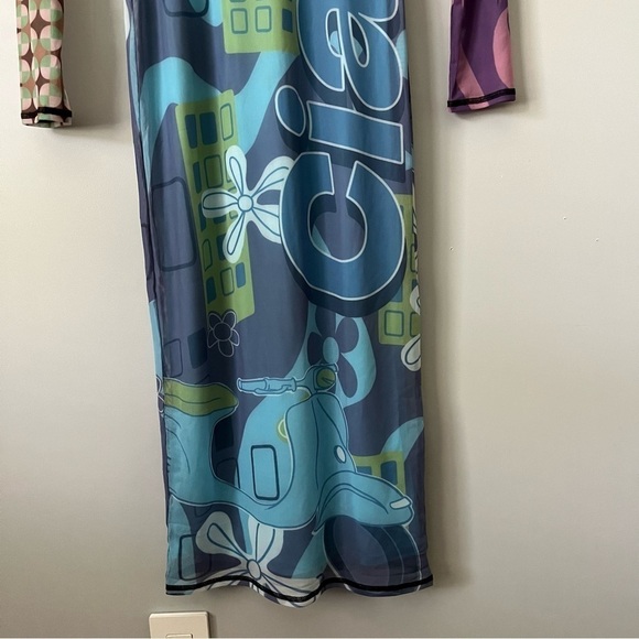 Urban Outfitters UO Zoe Printed Mock Neck Long Sleeve Midi Dress Size S NWT - Picture 7 of 16